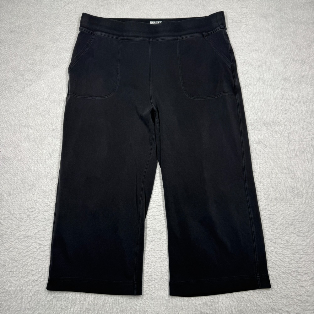 Duluth Trading Co Noga Classic Black Capri Pants Hiking Pull On Stretch Size XL